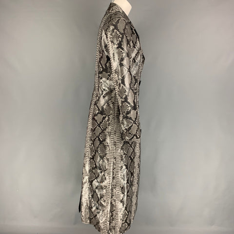 STAND STUDIO Taille M Gris Noir Mélange de Polyester Peau de Serpent Imprimé Manteau à Revers Encoche
