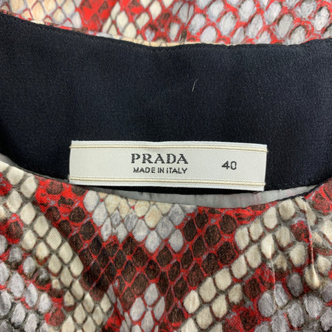 PRADA SS 09 Size 4 Burgundy Black Snake Skin Print Dress
