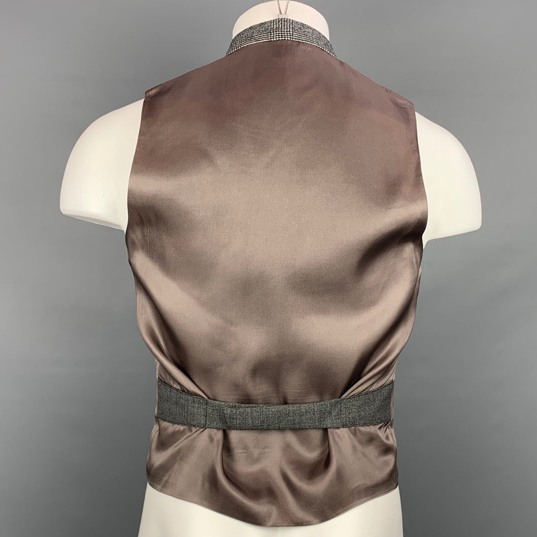 PAUL SMITH Size S Black & White Glenplaid Wool / Cashmere Vest