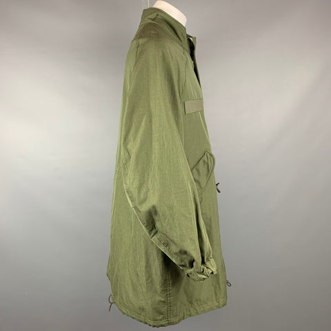VISVIM Talla M Abrigo de cola de pez de gran tamaño de lana / lino verde Six-Five