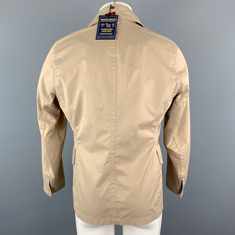 WOOLRICH Size S Tan Cotton Blend Pointed Collar Double Breasted Jacket