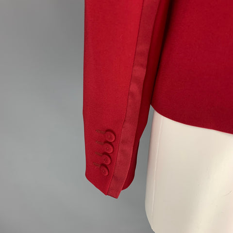 MAX MARA Size 12 Red Triacetate Blend Two Tone Double Breasted Jacket