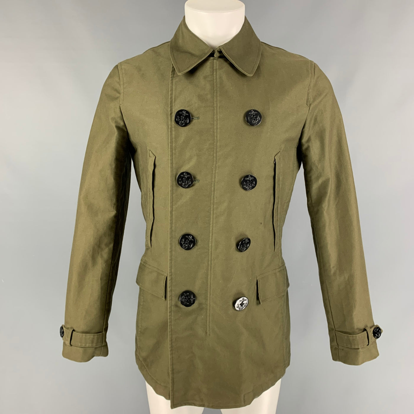 PS by PAUL SMITH Size S Olive Cotton Double Breasted Peacoat – Sui