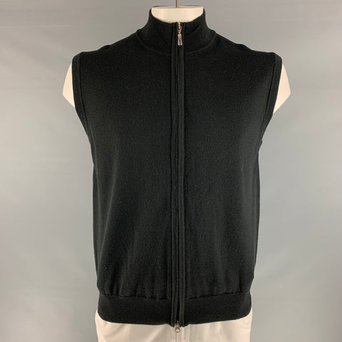 NEIMAN MARCUS Size L Black Merino Wool Blend Zip Up Vest (Indoor)