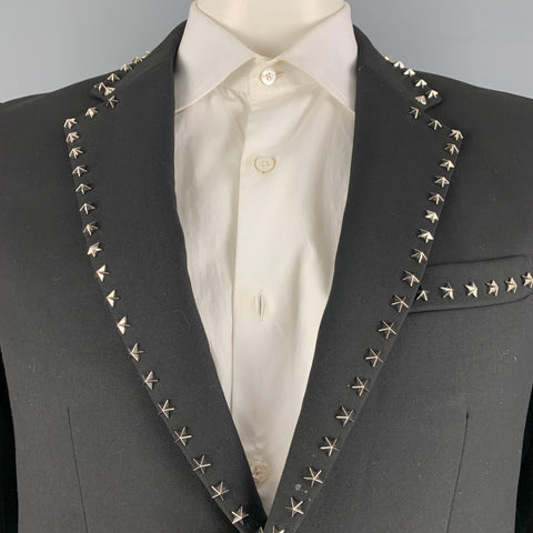 PHILIPP PLEIN Size 42 Black Studded Polyester Wool Sport Coat