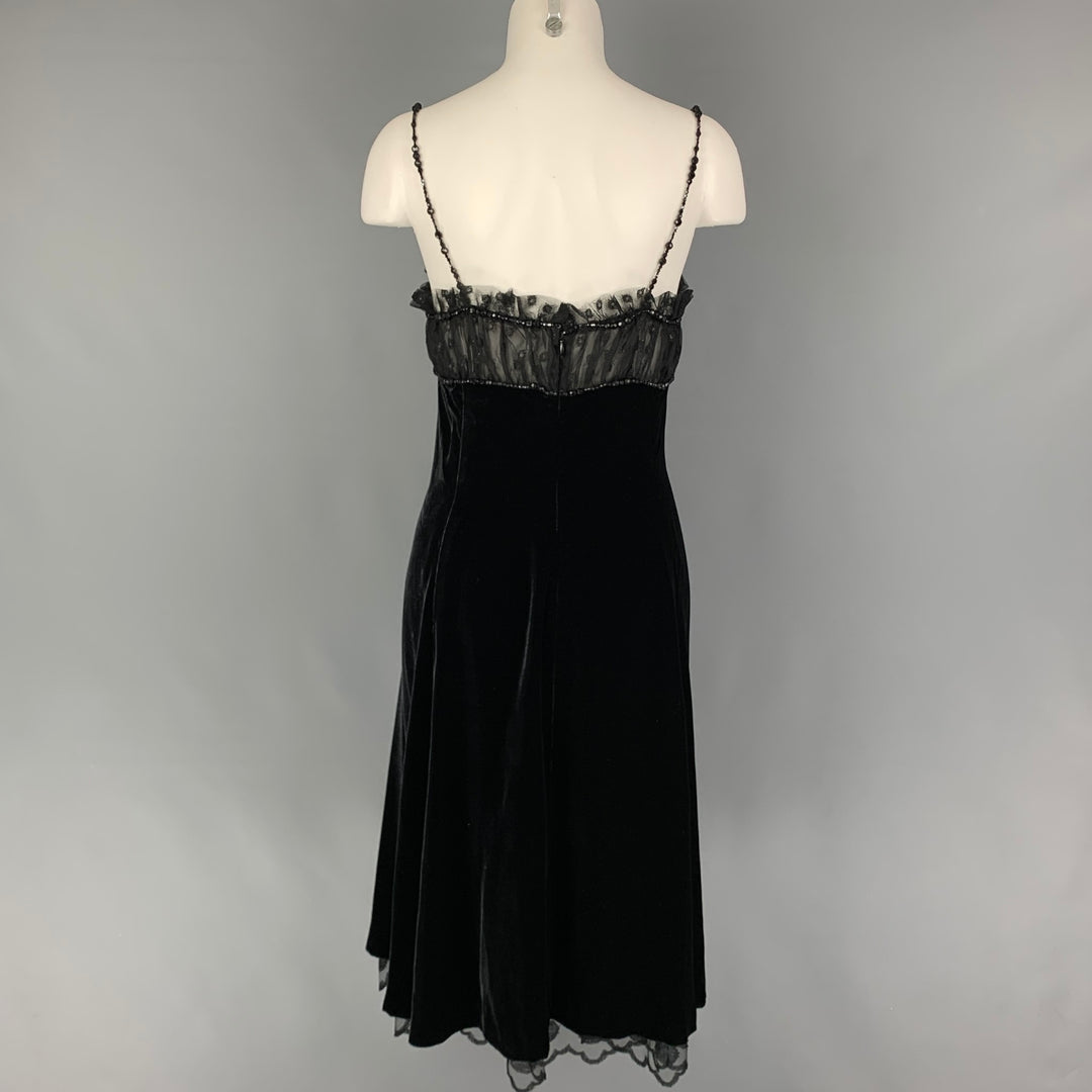 GUY LAROCHE Size 10 Black Viscose Silk Mesh Spaghetti Straps Cocktail Sui Generis Designer Consignment GUY LAROCHE Size 10 Black Viscose Silk Mesh Spaghetti Straps Cocktail Sui Generis Designer Consignment
