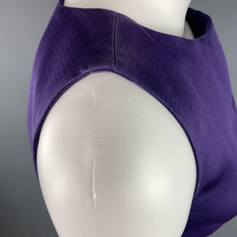 BALENCIAGA Size 6 Purple Silk Sleeveless Ruffle Skirt Sheath Cocktail Dress