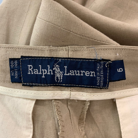 RALPH LAUREN Size 6 Beige Taupe Linen High Waisted Dress Pants