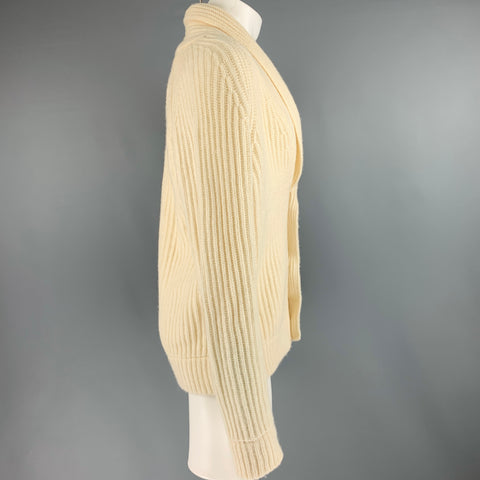 MAISON MARTIN MARGIELA Taille M Cardigan à col châle en laine tricotée crème