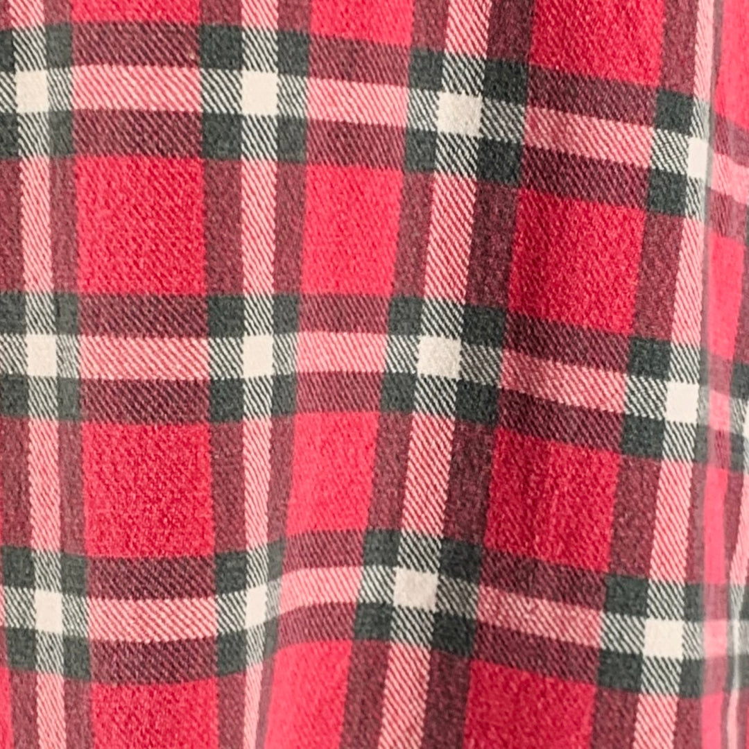 RRL by RALPH LAUREN Size L Red White Plaid Cotton Flannel Long Sleeve Shirt