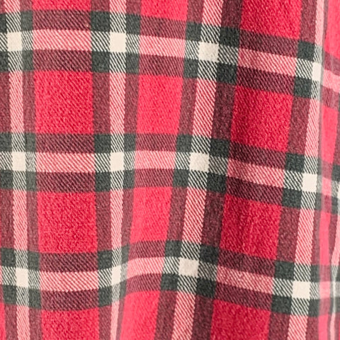 RRL par RALPH LAUREN Taille L Chemise à manches longues en flanelle de coton à carreaux blanc rouge