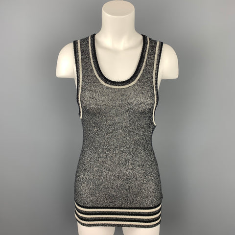 MARC JACOBS Taille S Haut décontracté en mélange de cachemire tricoté texturé noir et blanc