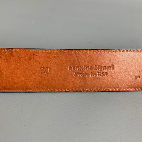 PAT AREIAS Waist Size 30 Black Leather Lizard Belt Strap