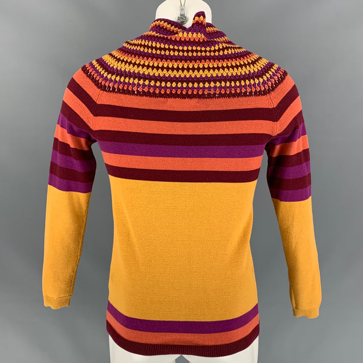 BURBERRY PRORSUM Spring 2012 Size S Multi-Color Orange Stripe Wool / Acrylic Sweater