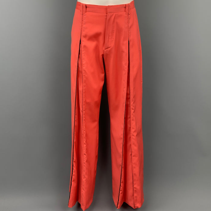 VERSUS by GIANNI VERSACE Size 32 Orange Wool Wide Leg Dress Pants