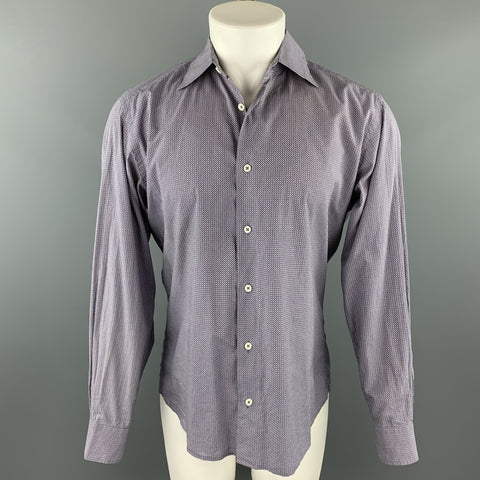 MALO Size M Lavender Print Cotton Button Up Long Sleeve Shirt