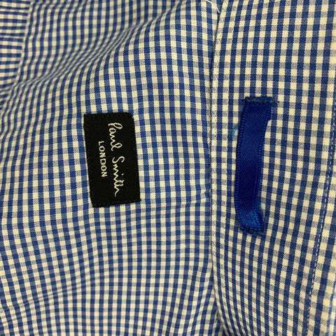 PAUL SMITH Size L Blue & White Checkered Cotton Button Down Long Sleeve Shirt