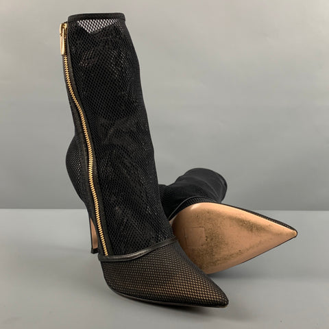 GIANVITO ROSSI Size 9.5 Black Mesh Side Zipper Boots