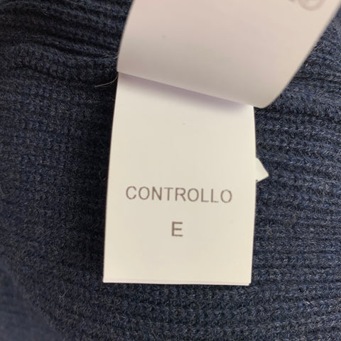 BRUNELLO CUCINELLI  Size L Navy Knitted Cotton Hooded Jacket