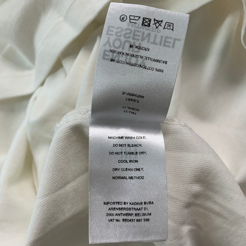 ESSENTIEL Size XL Cream Black Mixed Fabrics Cotton Short Sleeve T-shirt