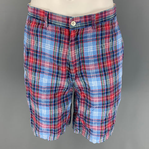 POLO par RALPH LAUREN Taille 33 Short à braguette zippée en coton à carreaux multicolore