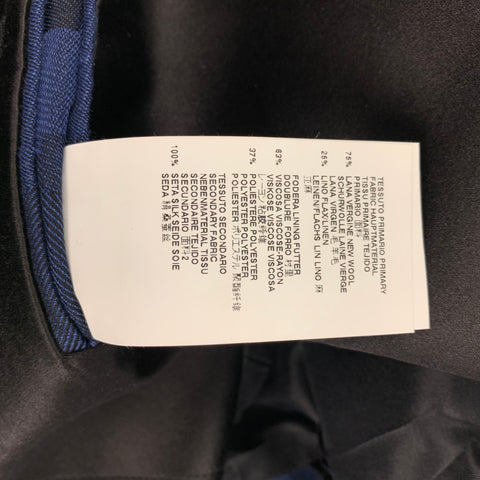 VIVIENNE WESTWOOD MAN Size 42 Blue Black Square Print Wool Blend Raw Hem Double Breasted Suit