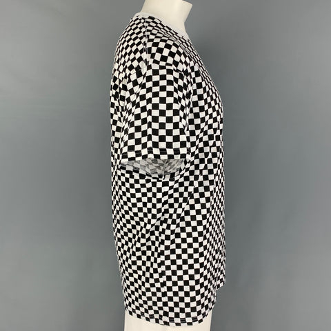 SUPREME x HANES Size L Black White Checkered Cotton Crew-Neck T-shirt