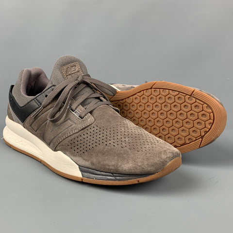 NEW BALANCE 24/7 Size 11.5 Grey Perforated Suede Sneakers
