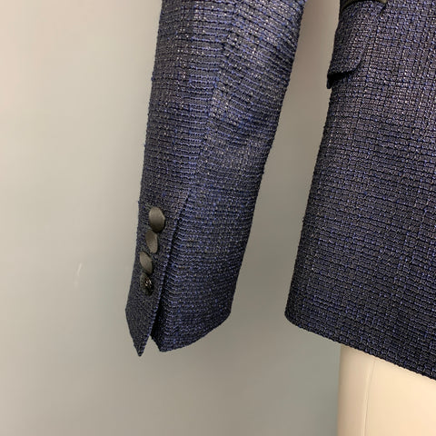 LORDS & FOOLS Size 40 Black Textured Wool Blend Peak Lapel Sport Coat
