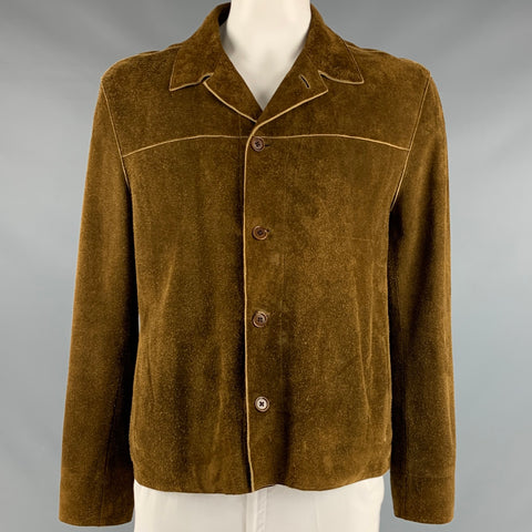 JOHN VARVATOS Taille 42 Veste simple boutonnage en daim marron