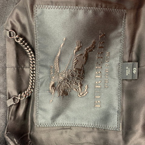 BURBERRY PRORSUM Size 4 Black White Cotton Embroidered Double Breasted Coat