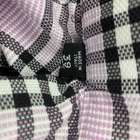 TOM FORD Size M Lilac Black White Plaid Cotton Long Sleeve Shirt