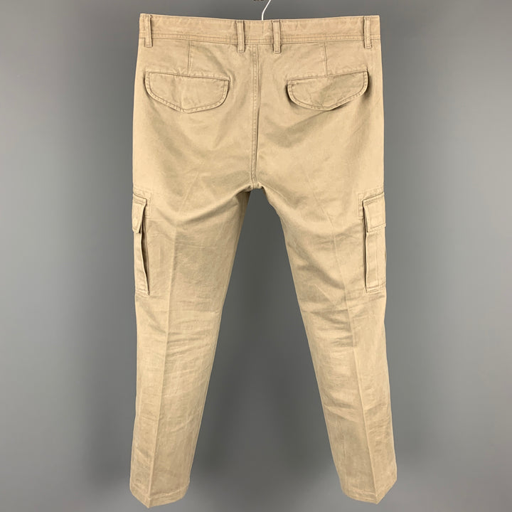 MIANI Size 30 Stone Cotton Cargo Pockets Casual Pants