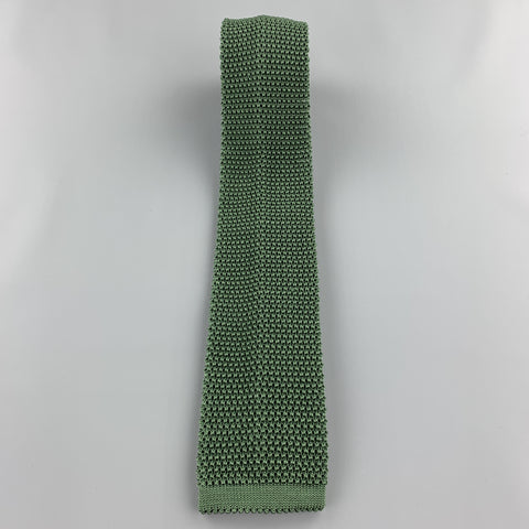 PAUL STUART Muted Forest Green Silk Textured Knit Tie