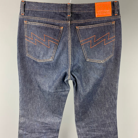 Vintage WALTER VAN BEIRENDONCK x W.&L.T. Size 34 Indigo Contrast Stitch Denim Zip Fly Jeans