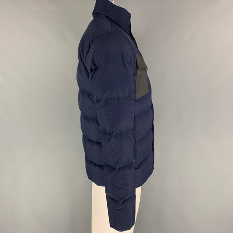 KJUS Size M Navy Grey Quilted Polyamide Zip Up Jacket