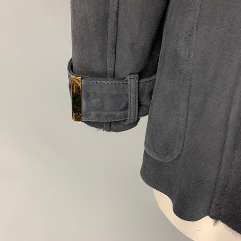 GUCCI by Tom Ford Size 6 Grey Shearling Double Breasted Coat