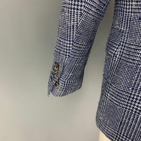 SUIT SUPPLY Size 38 Navy Blue Houndstooth Silk Blend Sport Coat