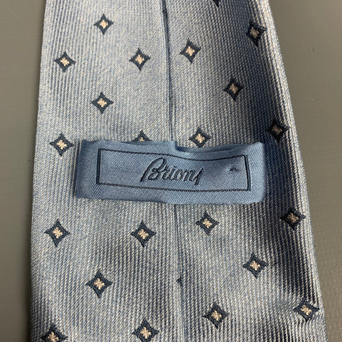 BRIONI Light Blue & Cream Rhombus Silk Tie