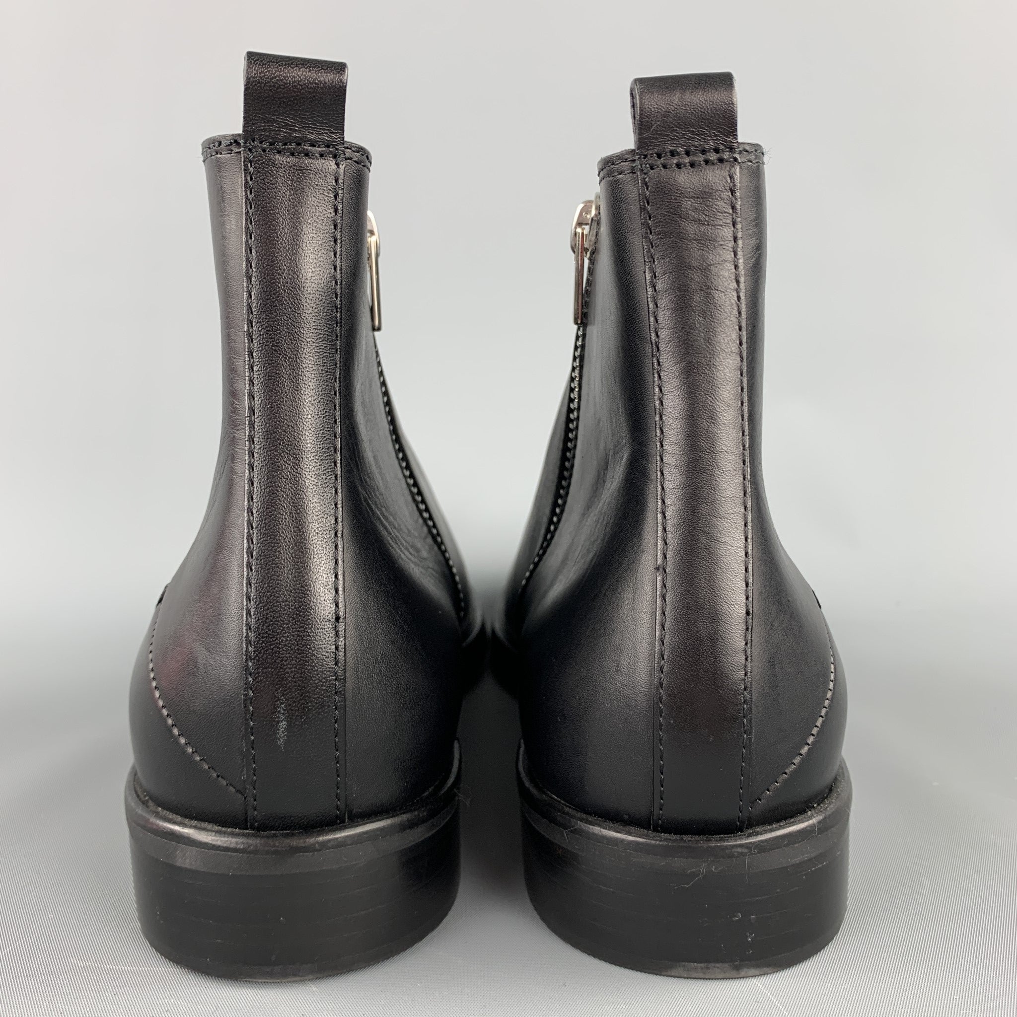 CoSTUME NATIONAL Size 11 Black Leather Side Zippers Boots – Sui