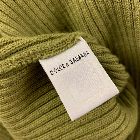 D&G by DOLCE & GABBANA Size M Green Ribbed Knit Zip Up Cardigan