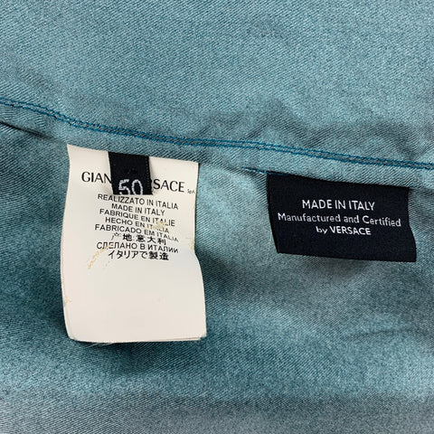 VERSACE Size M Green Print Silk Hidden Placket Long Sleeve Shirt
