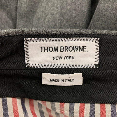 THOM BROWNE Size 4 Grey Wool Cashmere Pleated Tonal Woven 4 Bar Skirt