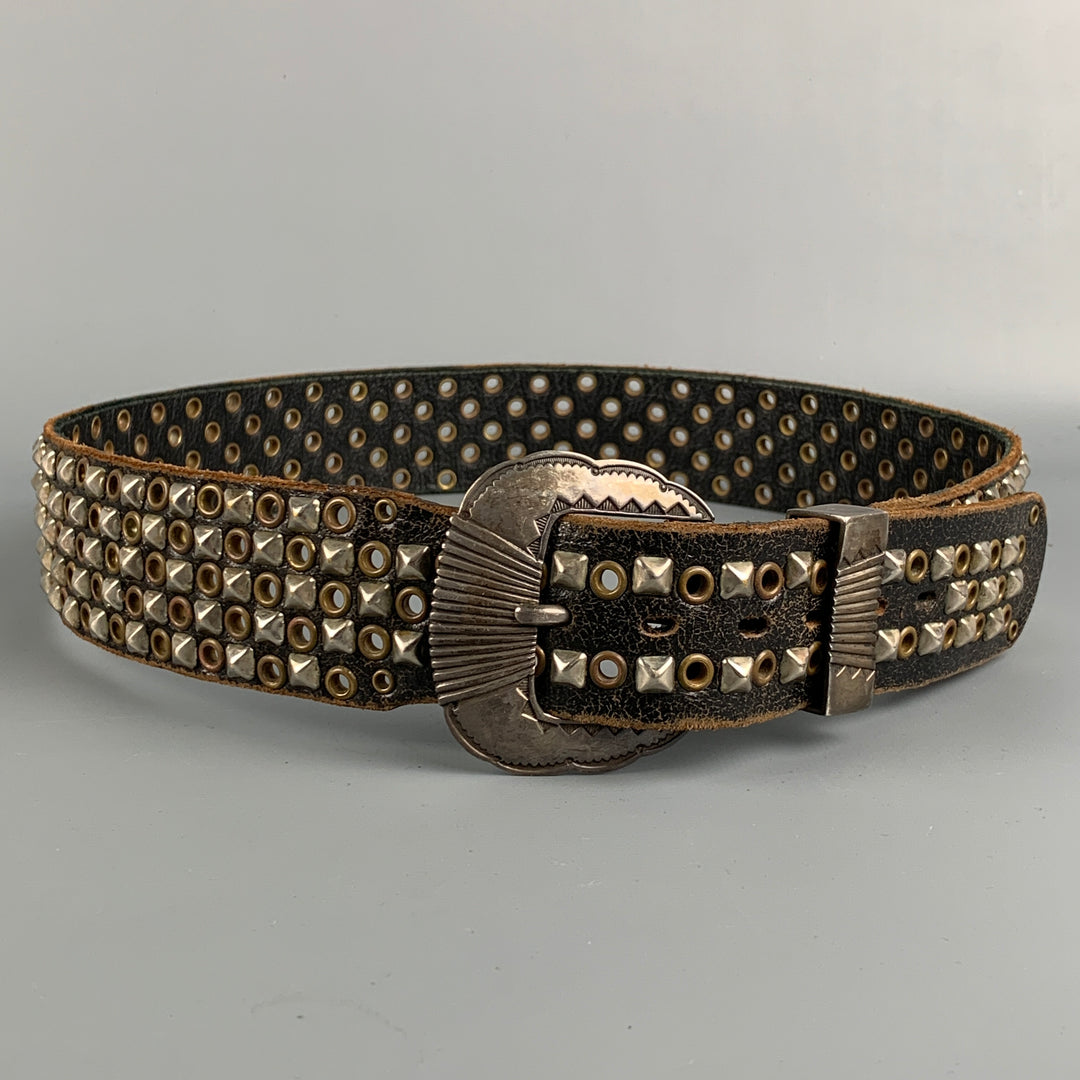 JAO SMITHS Size 34 Brown Studded Leather Belt