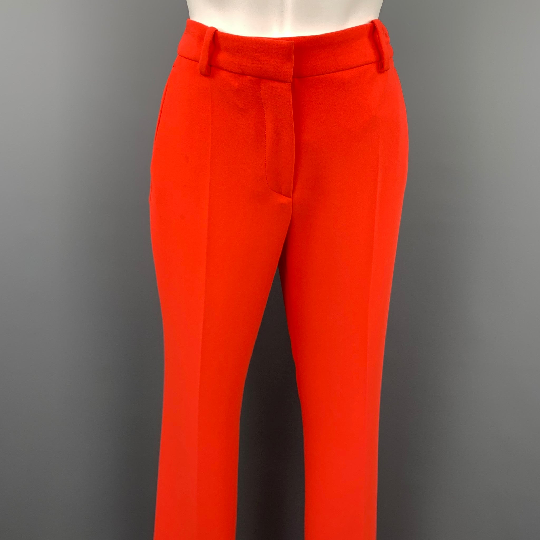 CEDRIC CHARLIER Size 4 Orange Polyester Blend Dress Pants Sui