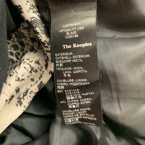 THE KOOPLES Size 32 Black Grey Print Wool Zip Fly Dress Pants