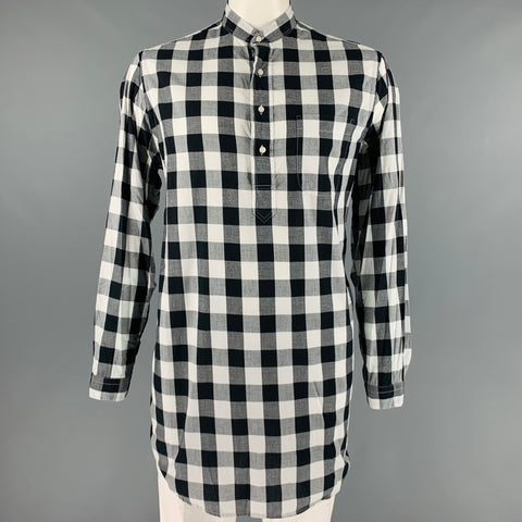 GITMAN VINTAGE Taille L Noir Blanc Buffalo Plaid Coton Tunique Chemise à manches longues