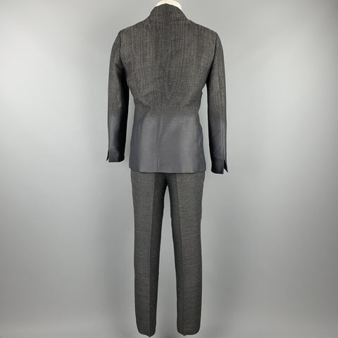 EMPORIO ARMANI Size 38 Charcoal Ombre Polyester Blend Asymmetrical Suit