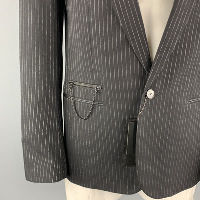 NUMBER (N)INE Size L Black & Silver Stripe Wool Blend Sport Coat