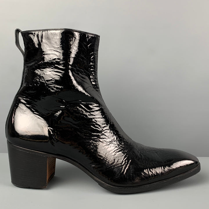 YVES SAINT LAURENT Size 13 Black Patent Leather Johnny Boots